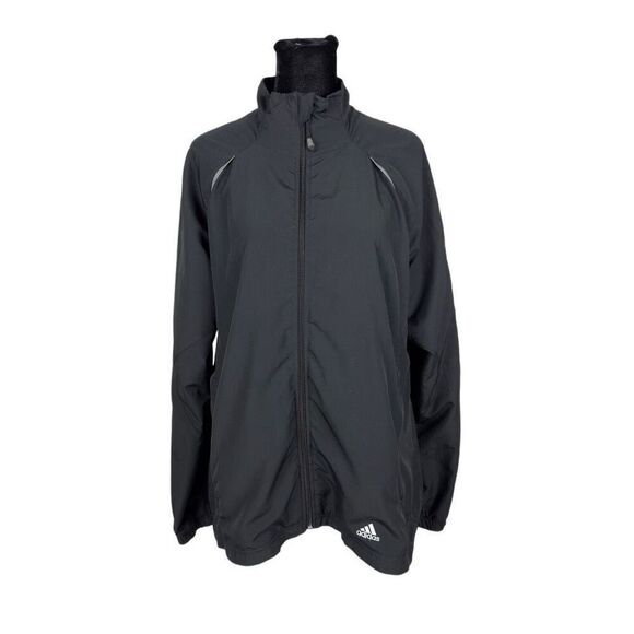 Adidas Black Reflective Full Zip Windbreaker - Women’s XL - Picture 1 of 8